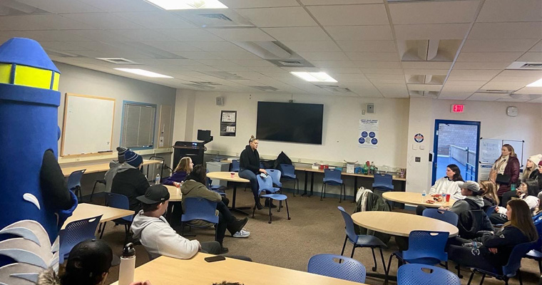 UMB SLA Students Meeting/Q&A with UMB Athletic Director Dr. Jacqui Schuman on February 4th as part of UMB Athletics celebration of National Women & Girls in Sport Day