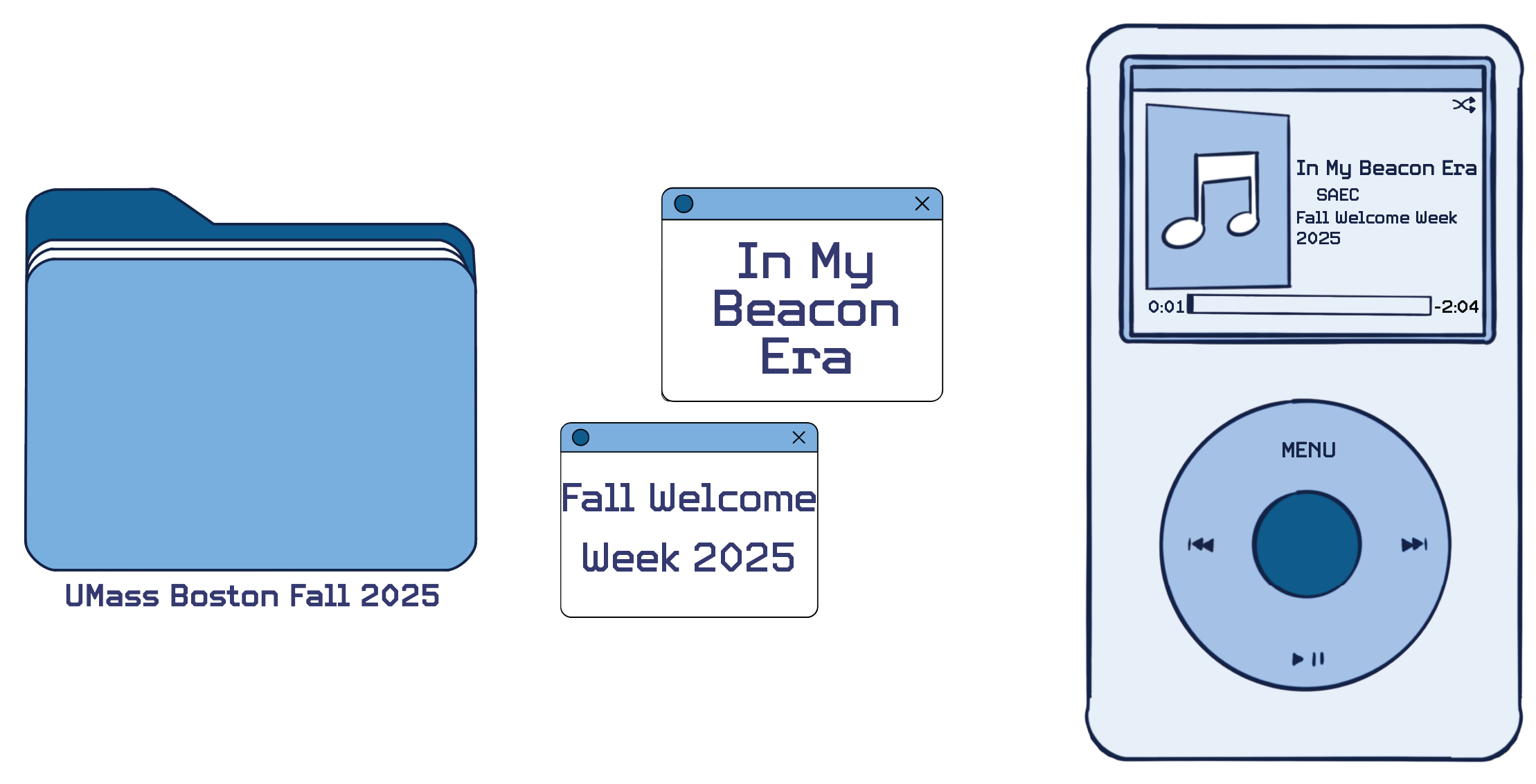 3 Welcome Week Logos grouped together