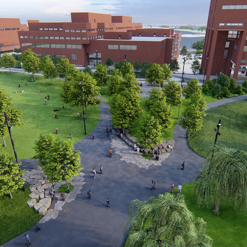 Rendering of the new Quad pathway between buildings