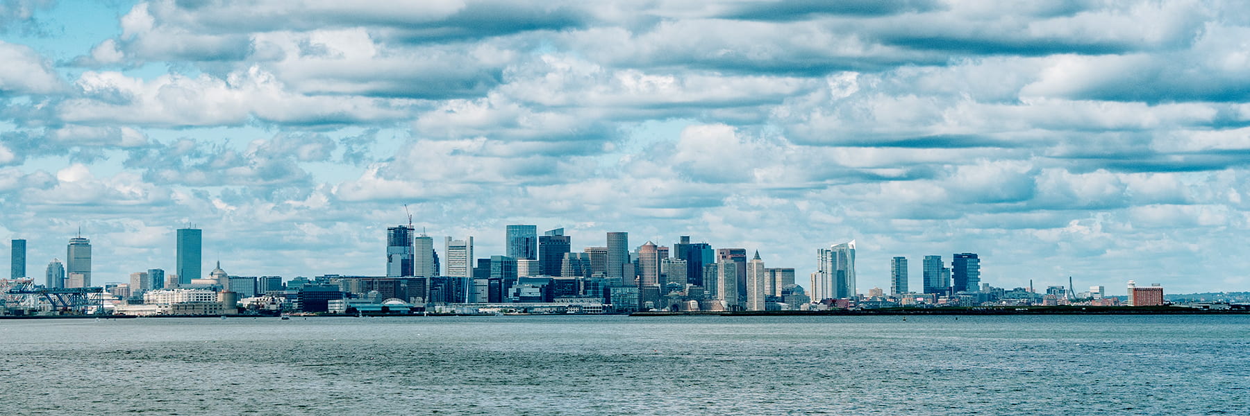 View of downtown Boston skyline from the water.