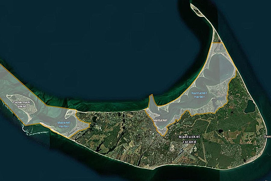 aerial google map view of Nantucket